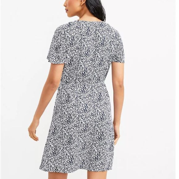 Loft Floral Print Pintucked Side Tie Dress - Picture 3 of 7